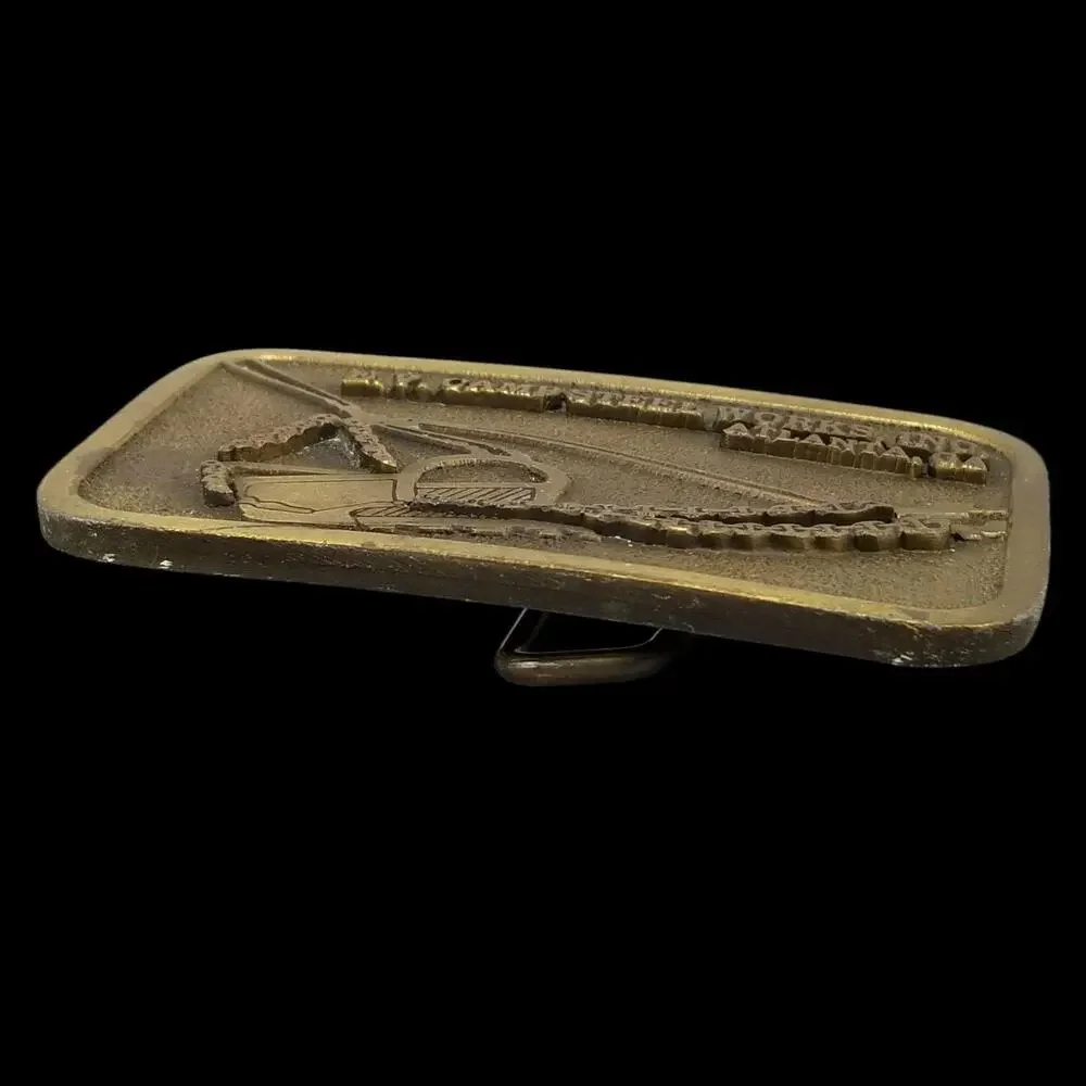 Vintage Belt Buckle E.V. Camp Steel Works Atlanta GA USA Made by Hit Line‎